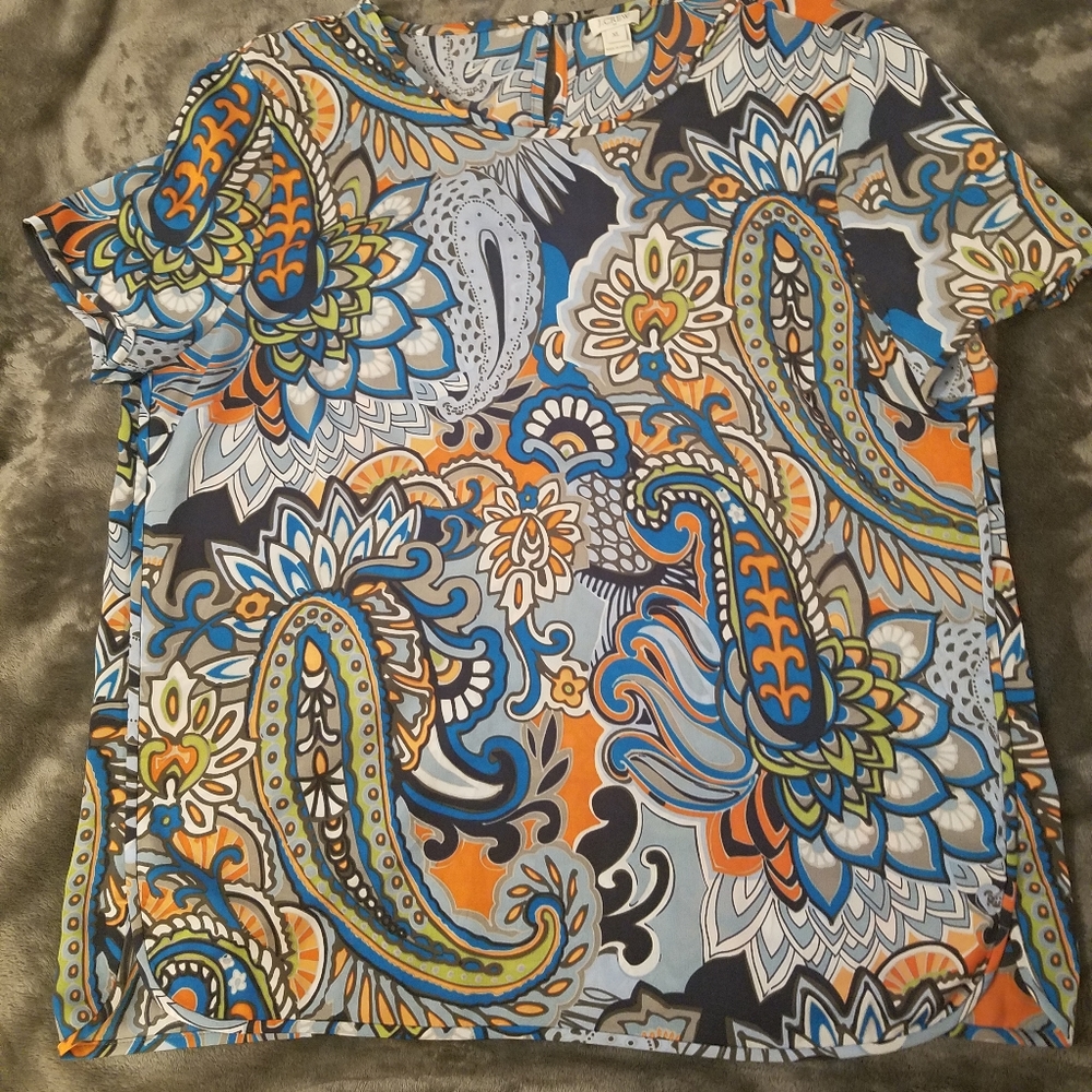 J Crew Printed Blouse Womens XL